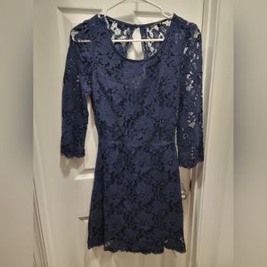 Navy Backless Lace Dress - Medium